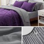 Purple Queen Comforter Set - 7 Pieces Reversible Bed Set Bed In A Bag Queen With Comforters, Sheets, Pillowcases & Shams, Queen Bedding Sets