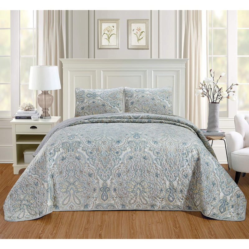 3-Piece Oversize King (115" X 95") Quilt Set Microfur Bedspread Coverlet Fine
