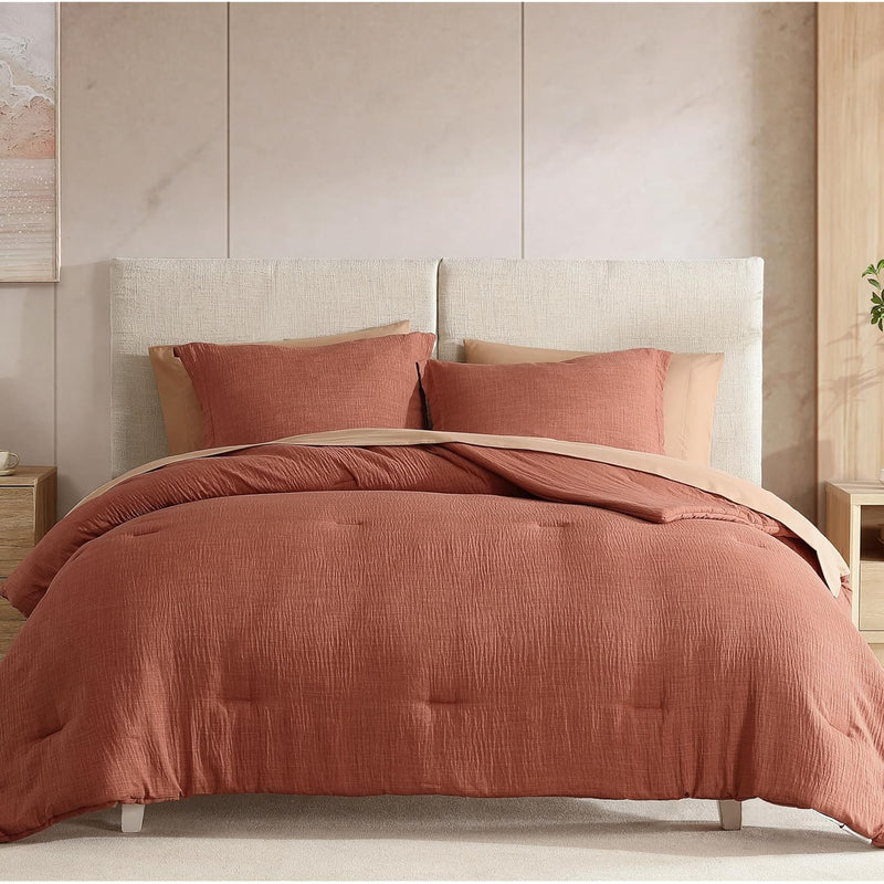 Queen Comforter Set - 7 Pieces Comforter Queen Size, Solid Bedding Set For All