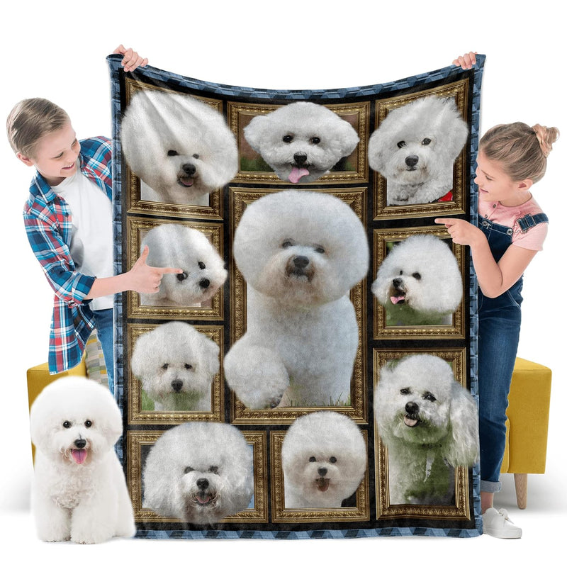 Bichon Frise Blanket For Girls Boys Kids Silky Soft Plush Throw Blanket For Co