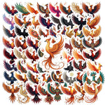 Mythical Phoenix Stickers Pack, Waterproof Fantasy Bird Decals for Bottles & Laptops
