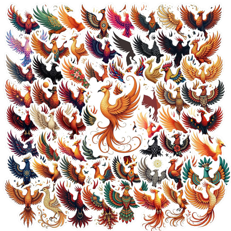 Mythical Phoenix Stickers Pack, Waterproof Fantasy Bird Decals for Bottles & Laptops