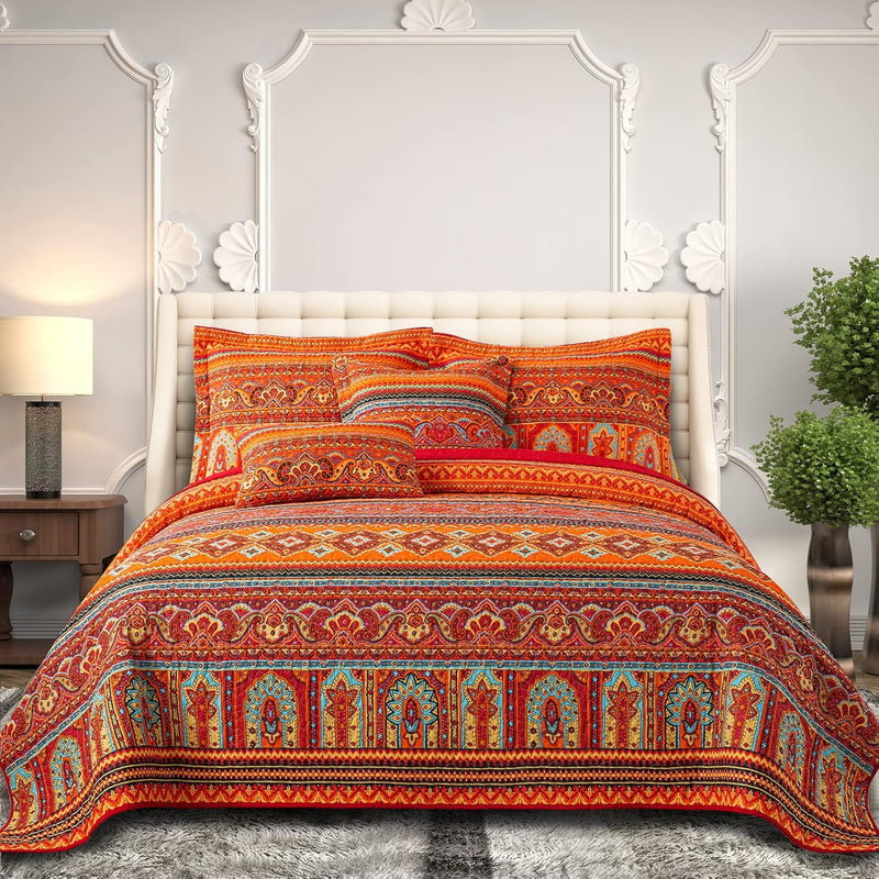 3 Pieces Boho Cotton Queen Size Quilt Sets,Soft Bedspread Queen Size Lightweig