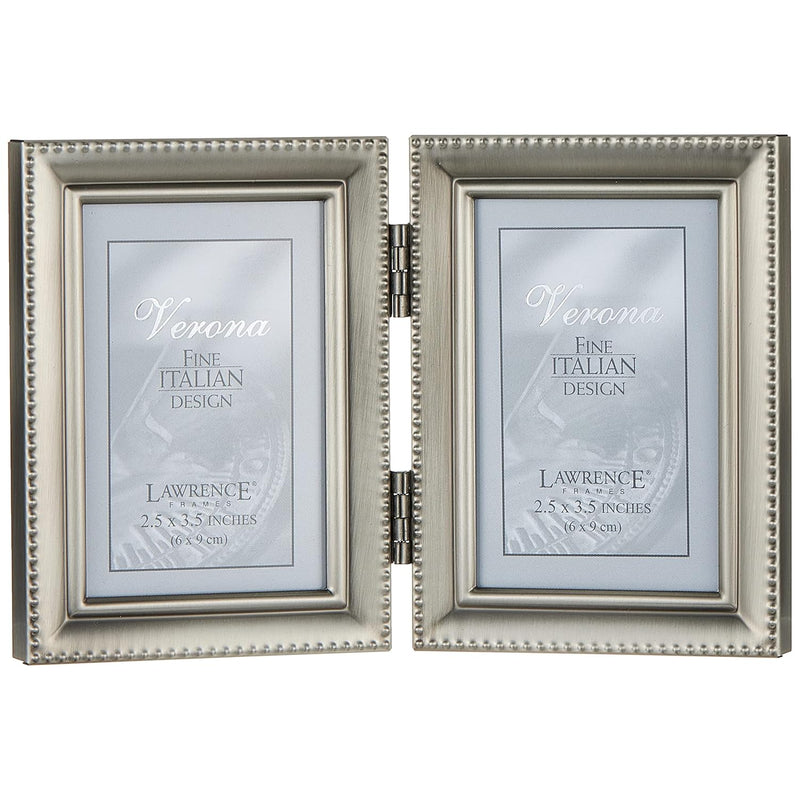 Lawrence Frames Bead Border Design, 2.5X3.5 Double, Pewter