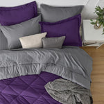 Purple Queen Comforter Set - 7 Pieces Reversible Bed Set Bed In A Bag Queen With Comforters, Sheets, Pillowcases & Shams, Queen Bedding Sets