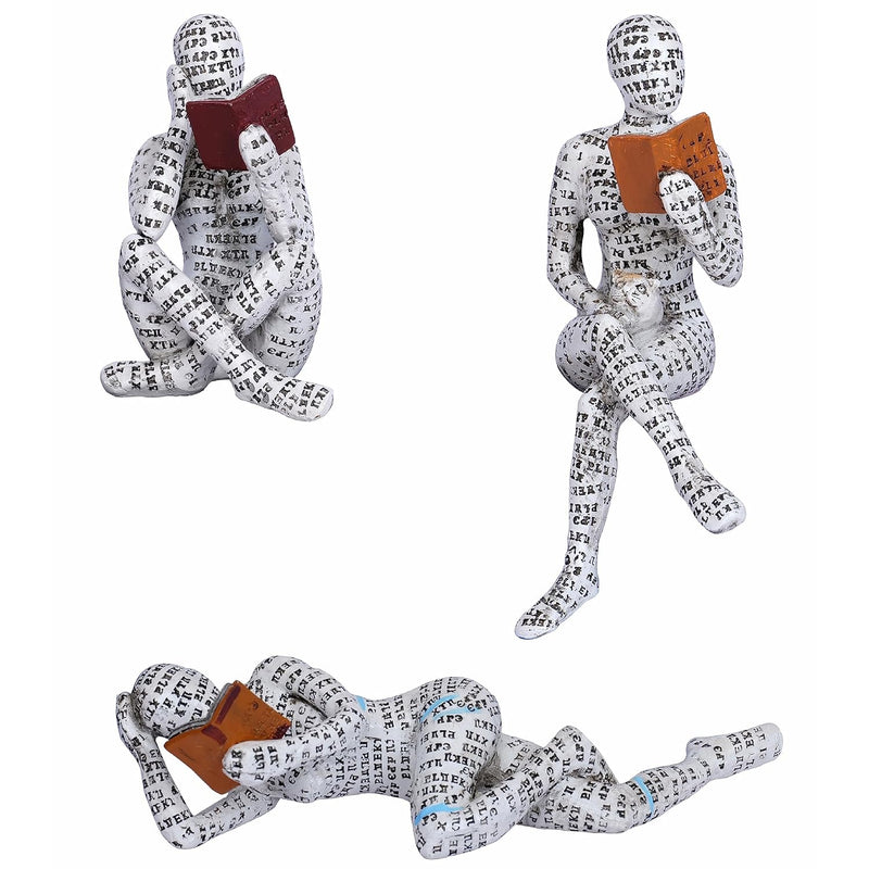 3 Pieces Pulp Reading Women Figurine Thinker Statue Decor Modern Figurines Abs