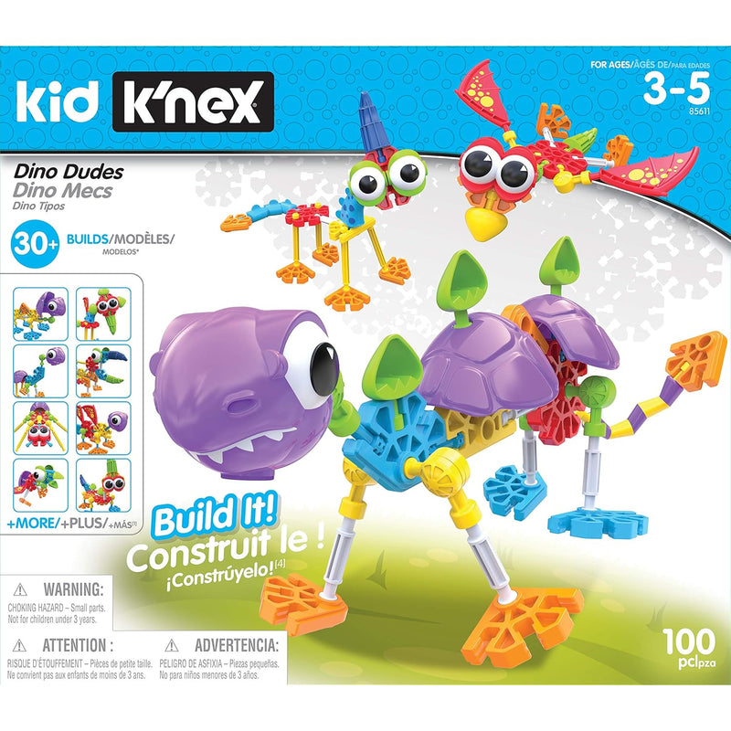 Kid K'NEX Dino Dudes Building Set - Ages 3+ - Preschool Creative Toy, 100 p