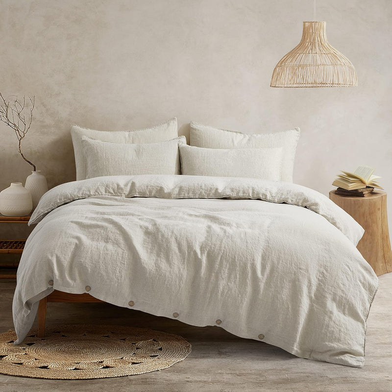 Bedding Duvet Cover Set Linen - 100% French Flax Washed Bed Sets Farmhouse Com