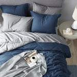 Navy Full Size Bed In A Bag - 7 Pieces Reversible Comforter Set Full Bed Set With Comforters, Sheets, Pillowcases & Shams, Full Bedding Sets