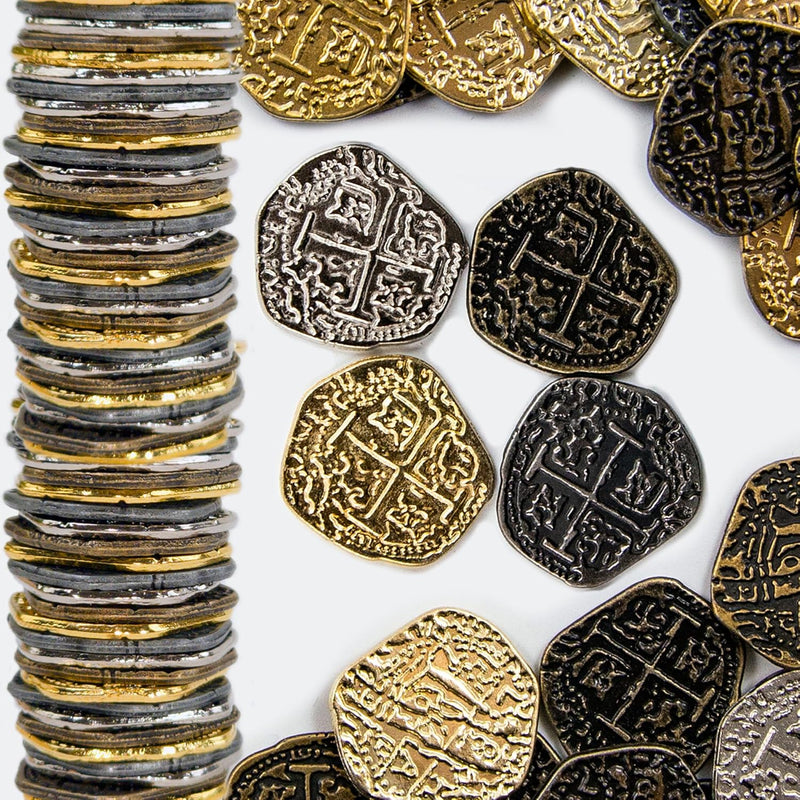 Metal Pirate Coins Gold And Silver Spanish Doubloon Replicas Fantasy Metal Coi