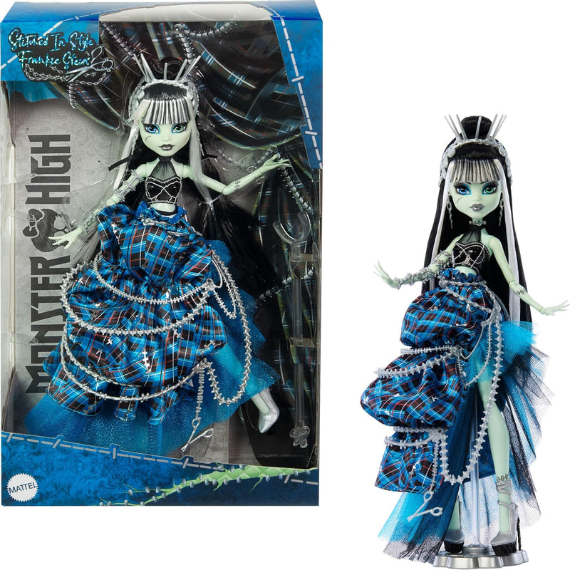 Monster High Doll, Frankie Stein Stitched in Style Fashion Collectible, Blu