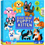 Puppy and Kitten Sewing Kit for Kids Ages 6 and Up, Includes 8 Plush Dolls