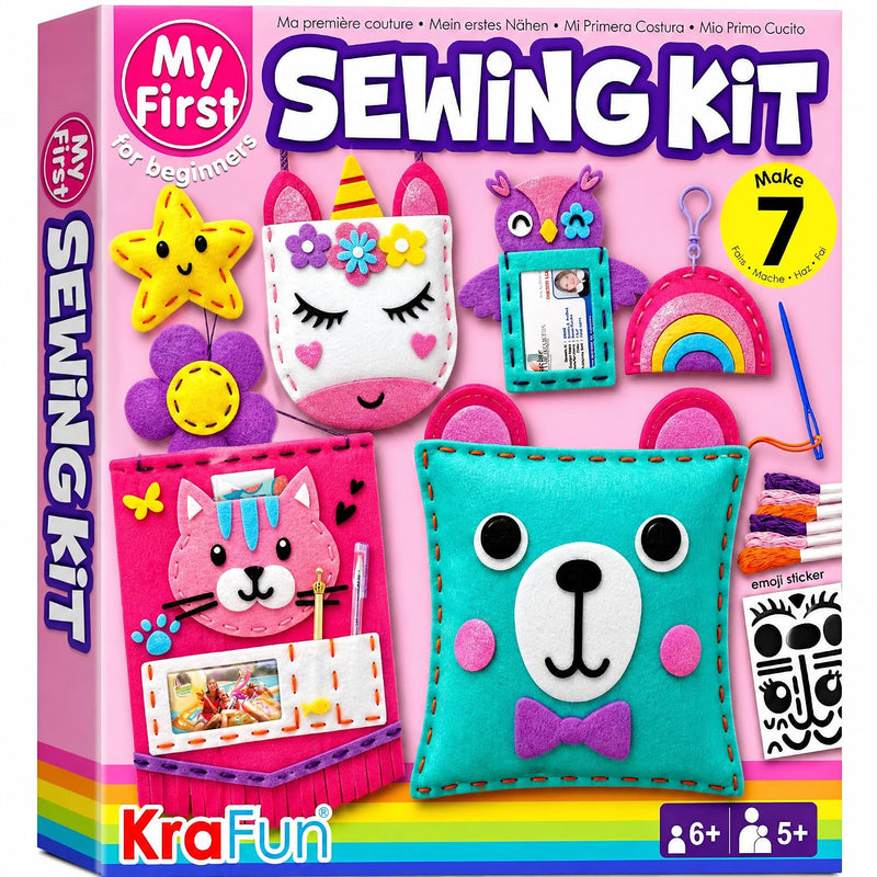 Kids' Sewing Kit with 7 Animal Dolls and Fun Projects