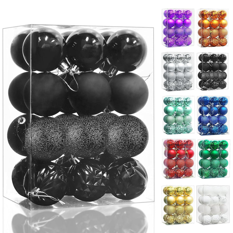 Halloween Hanging Ornaments, 24 Count Pre-Strung Plastic Balls, Shatterproof B