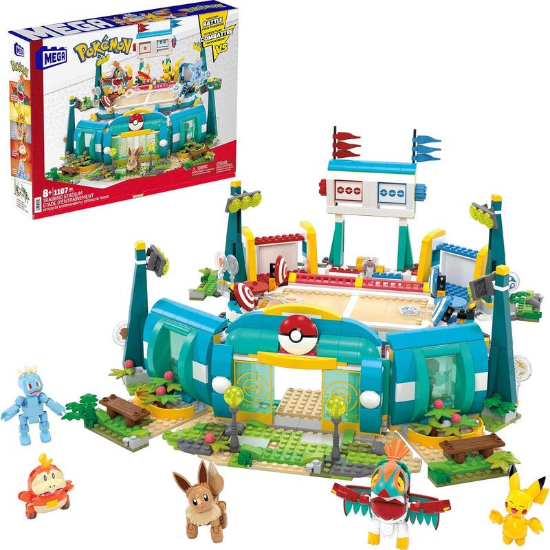 Pokémon Building Toys Set Training Stadium With 1101 Pieces, 5 Poseable Cha