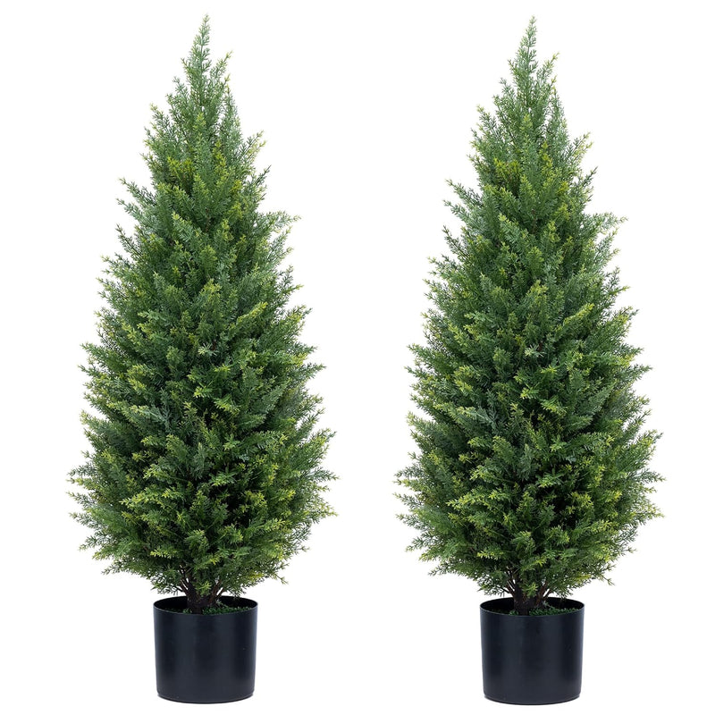 Two 3Ft Artificial Topiary Trees Uv Resistant Bushes Potted Plants Artificial