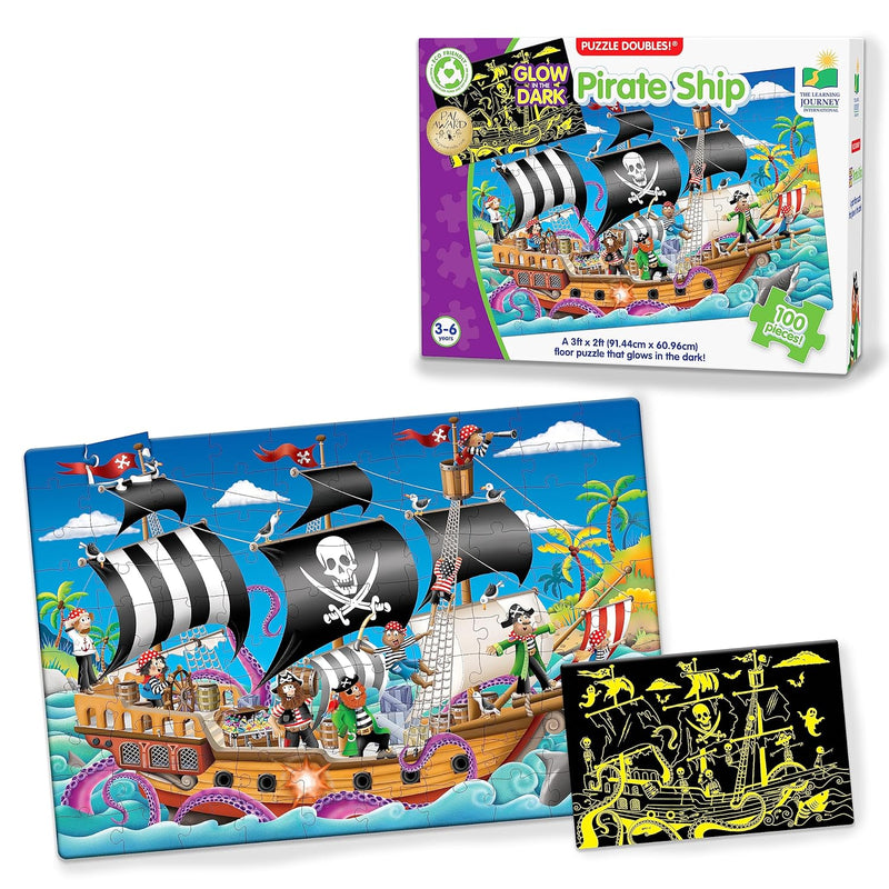 The Learning Journey Puzzle Doubles Glow In The Dark - Pirate Ship - 100 Pi