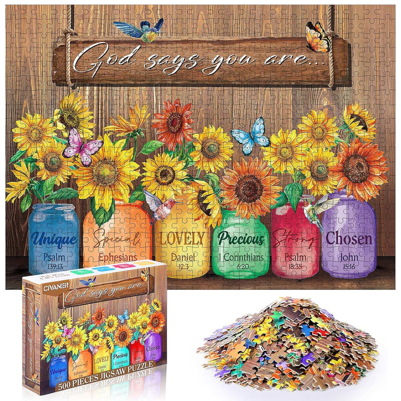 500 Piece Christian Puzzles for Adults Sunflower Puzzles Religious Puzzles