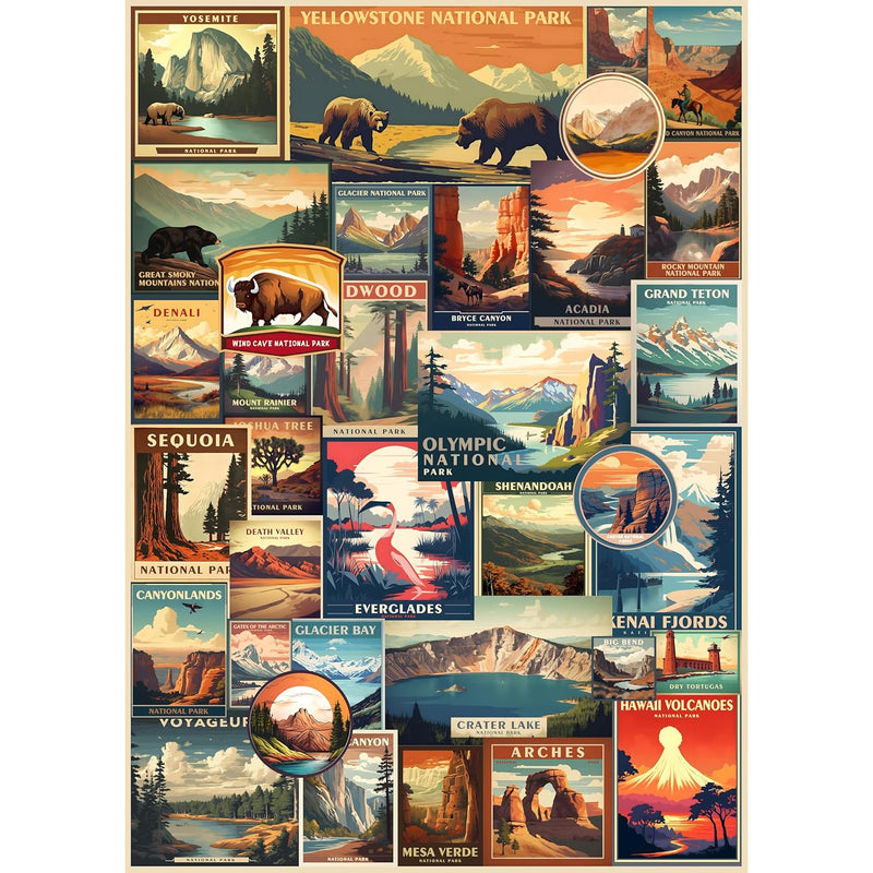 Vintage National Parks Puzzle For Adults 1000 Pieces, Travel Poster Landsca