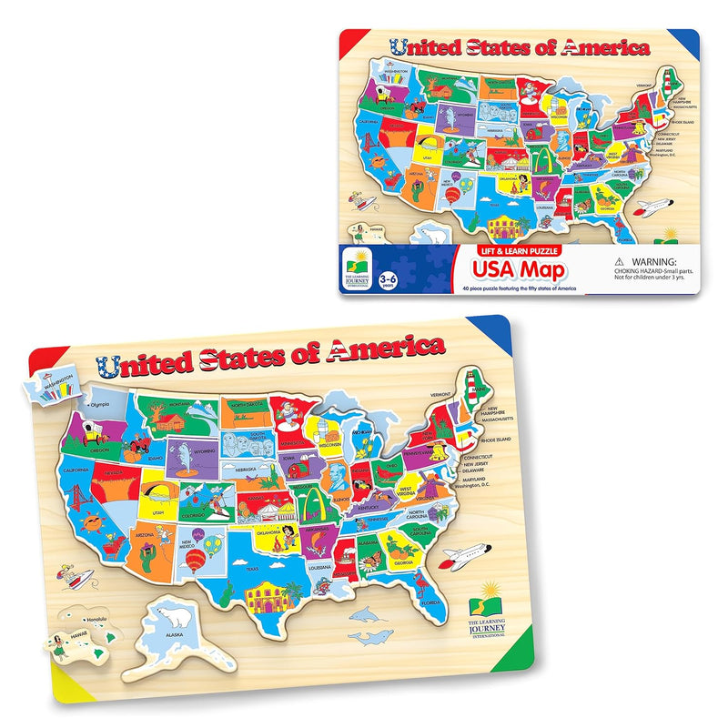 The Learning Journey Lift & Learn Puzzle - USA Map Puzzle for Kids - Presch