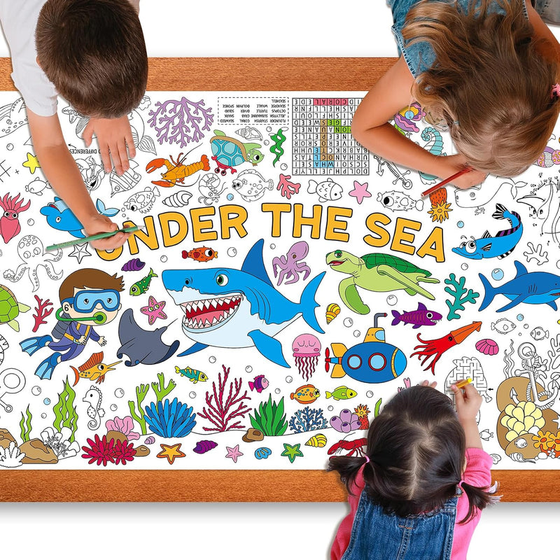 Under The Sea Large Coloring Poster for Kids 30 x 72 Inch