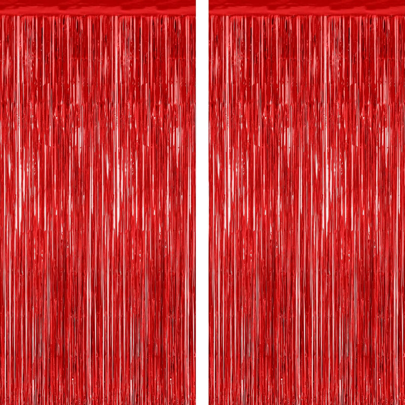2 Pack Red Foil Curtain Backdrop Birthday Party Decorations Kit