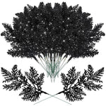 100 Pcs Christmas Tree Picks Sprays 10.24 Inch Glitter Artificial Pine Leaves