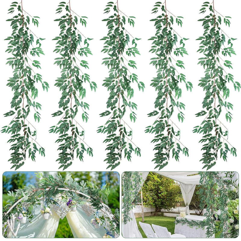 5 Packs 6Ft Artificial Willow Leaves Vines Twigs Greenery Garland Hanging Vine