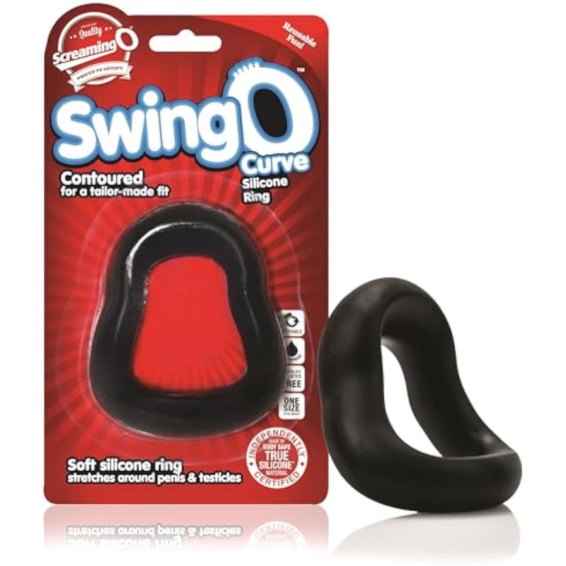 Swingo Curve Cock Ring - Penis Ring - Couple Sex Toys - Dick Rings For Mutual Pleasure - Cockring - Black