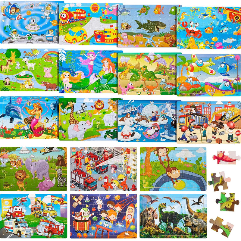 18 Pack 30 Pieces Puzzles for Kids Ages 3-8 Wooden Kids Puzzles Toddler Puz