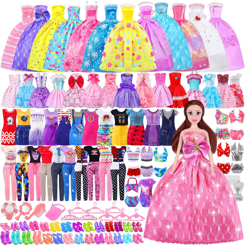 87 Pcs Doll Clothes And Accessories With Doll, Princess Gowns, Fashion Dres