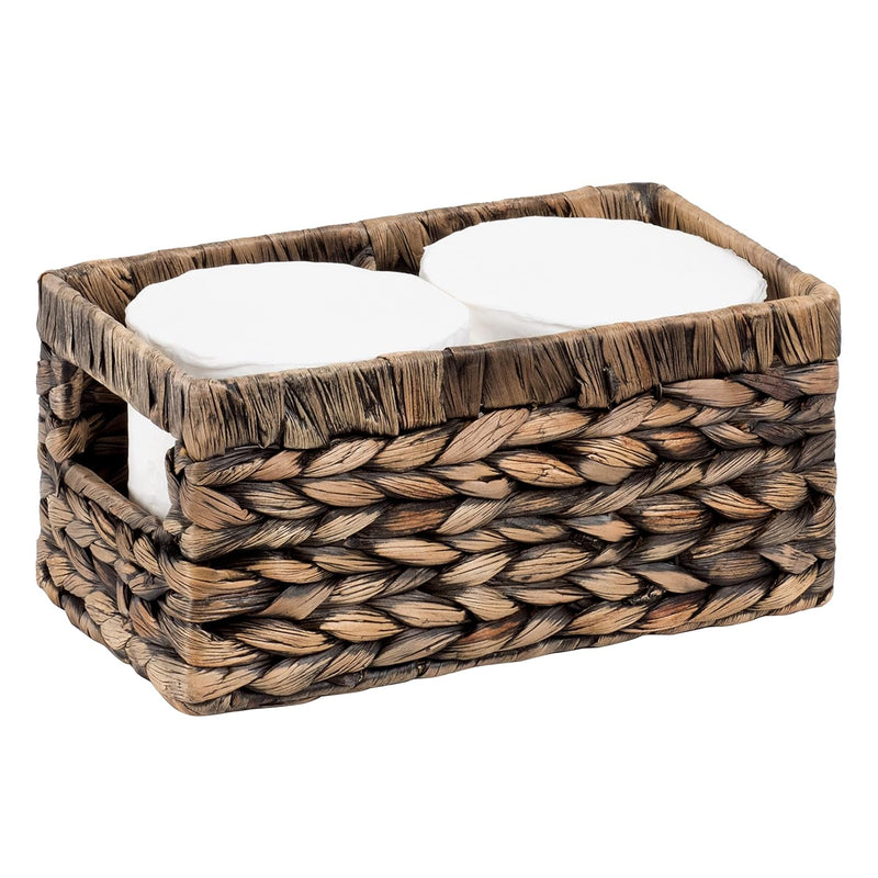 Wicker Baskets (Small, Black Wash, 1 Pc) Rattan Woven Baskets, Water Hyacinth Ba