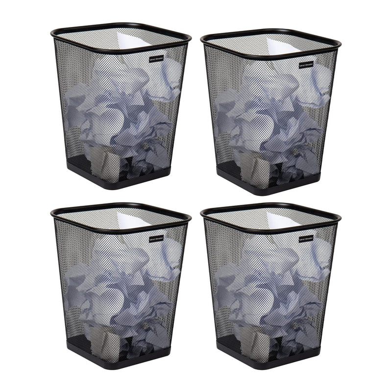 Mind Reader Network Collection, 5 Gal Waste Paper Basket, Metal, Set Of 4, 9.75"