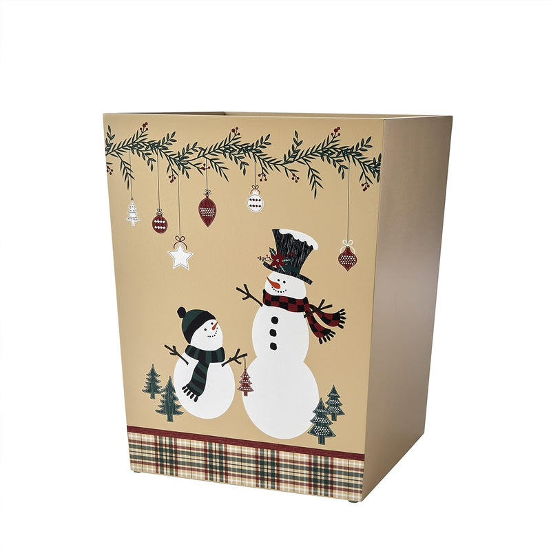 By Saturday Knight Ltd. Rustic Plaid Snowman Waste Basket, Multicolored