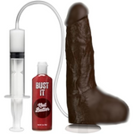 Doc Johnson Bust It - Squirting Realistic FIRMSKYN Dildo with Removable Vac-U-Lock Suction Cup - F-Machine and Harness Compatible - for Adults Only, Chocolate
