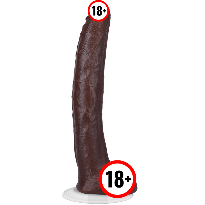 Signature Series - Damion Dayski - 12 Inch Ultraskyn Dildo With Removable Vac-U-Lock Suction Cup - F-Machine & Harness Compatible - For Adults Only, Chocolate