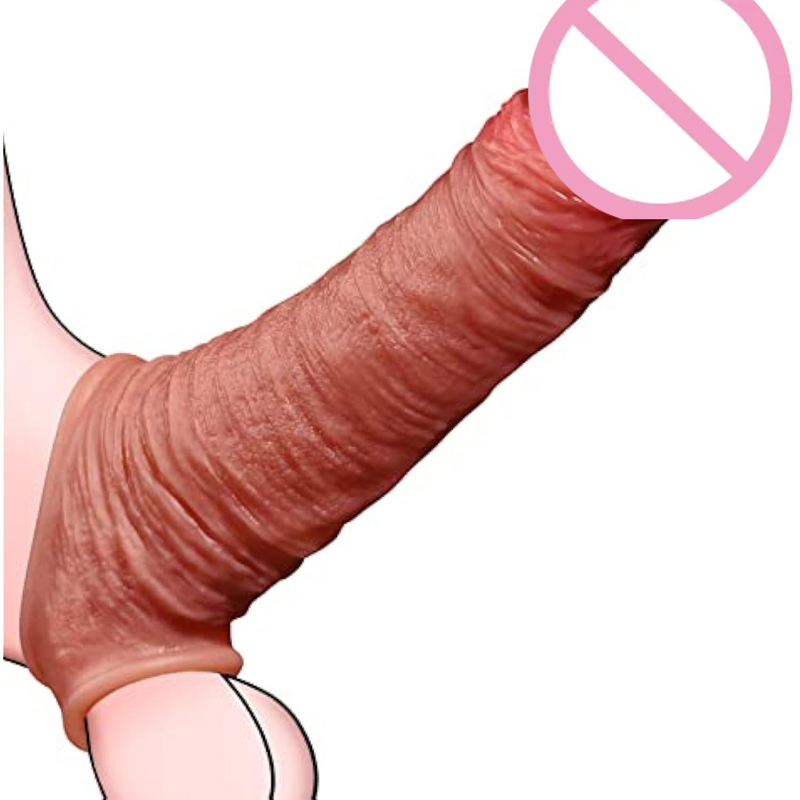 Reusable Penis Sleeve With Cock Ring Sex Toy - 1.5 Inch Cock Sleeve Penis Ring Extender Ultra-Soft Penis Enlarger For Couples Cock Enlarger Sex Toys For Men