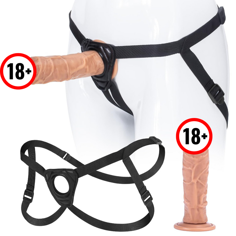 Strap On Dildo Harness Set, Replaceable 7 Inch Realistic Silicone Suction Cup Dildos, Plus Size Adjustable Harness, G Spot Anal Peneration Pegging Lesbian Sex Toys, Sex Things For Couples Kinky
