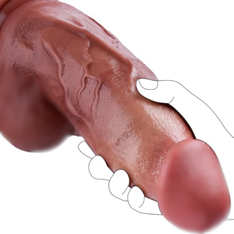 2.7" Diameter Extra Huge Realistic Dildo Sex Toy, Big Thick Dildos With Tapered Head For G Spot Play, 9.4" Giant Anal Dildo Double Layer Silicone Penis With Powerful Suction Cup For Women Men