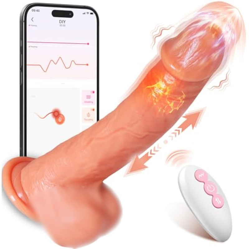 Dildo Thrusting Dildos Realistic Vibrator - Vibrators Adult Sex Toys For Women?Silicone 8 Inch Suction Cup Fake Penis Anal G-Spot Stimulator And Couple Pleasure With 5 & Vibrating Mode