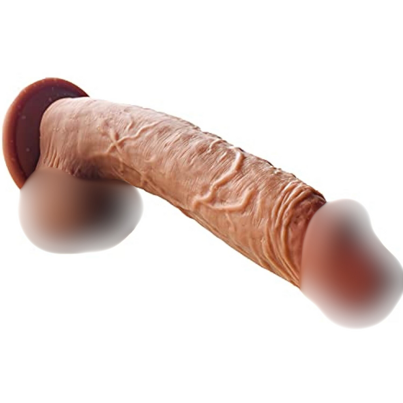 9 Inch Realistic Dildo Dual Density Liquid Silicone Cock With Strong Suction Cup, Lifelike Penis Sex Toy Flexible Female G Spot Masturbation Toy With Curved Shaft And Balls