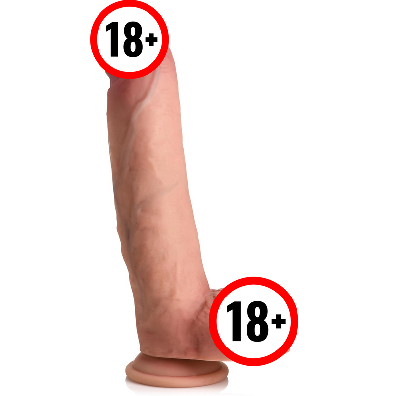 Jock 10" Dual Density Silicone Dildo W/Balls For Men, Women, & Couples. Body Safe Ultra Realistic Premium Silicone Dildo With Balls. 1 Realistic Dildo With Balls 10 Inches Light.