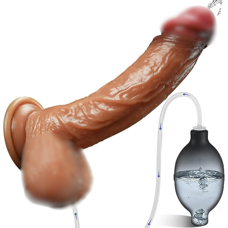 Realistic Squirting Dildo Silicone Ejaculating Dildo, 8.46" Lifelike Suction Cup Dildo For Hands Free Play, Soft Dildo With Curved Shaft And Balls, Adult Sex Toys For Women G Spot And Anal Prostate