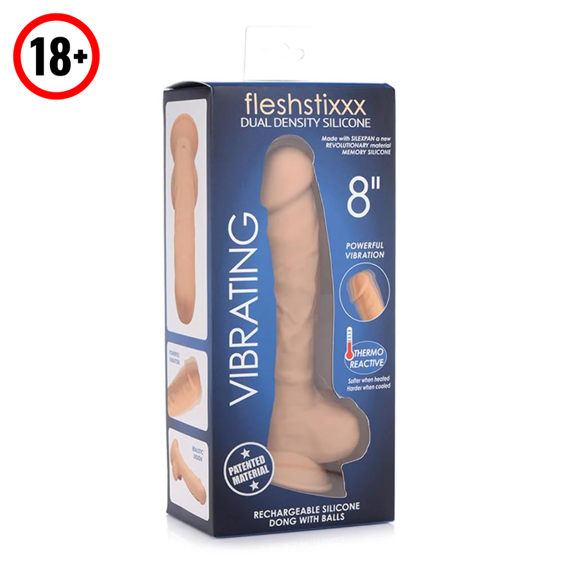 9 Inch Silexpan Hypoallergenic Silicone Vibrating Dildo With Balls - Medium