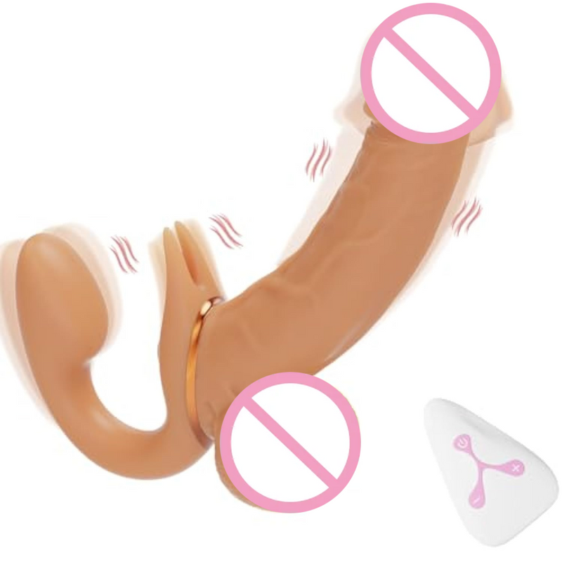 Strapless Strap-On G-Spot Dildo Vibrator - 360° Adjustable Double Ended Dildo G Spot Vibrator With 9 Vibrating Modes, Realistic Stimulator For Clitoral Anal, Adult Sex Toys For Women Lesbians Couples