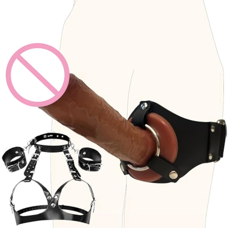 Bdsm Breast Restraint Kit For Couples, Adjustable Chest Binding Bra With Handcuffs & Leg Straps For Dildo Play, Sm Bondage Game For A-D Cup, Dildo Not Included