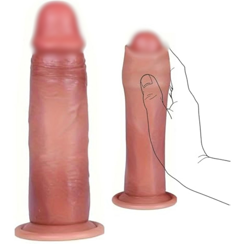 7,87 Inch Realistic Silicone Dildo With Sliding Foreskin, Double Layer Silicone Anal Dildo Adult Toys For Women Men Vaginal G-Spot And Anal Play Cock Dildos