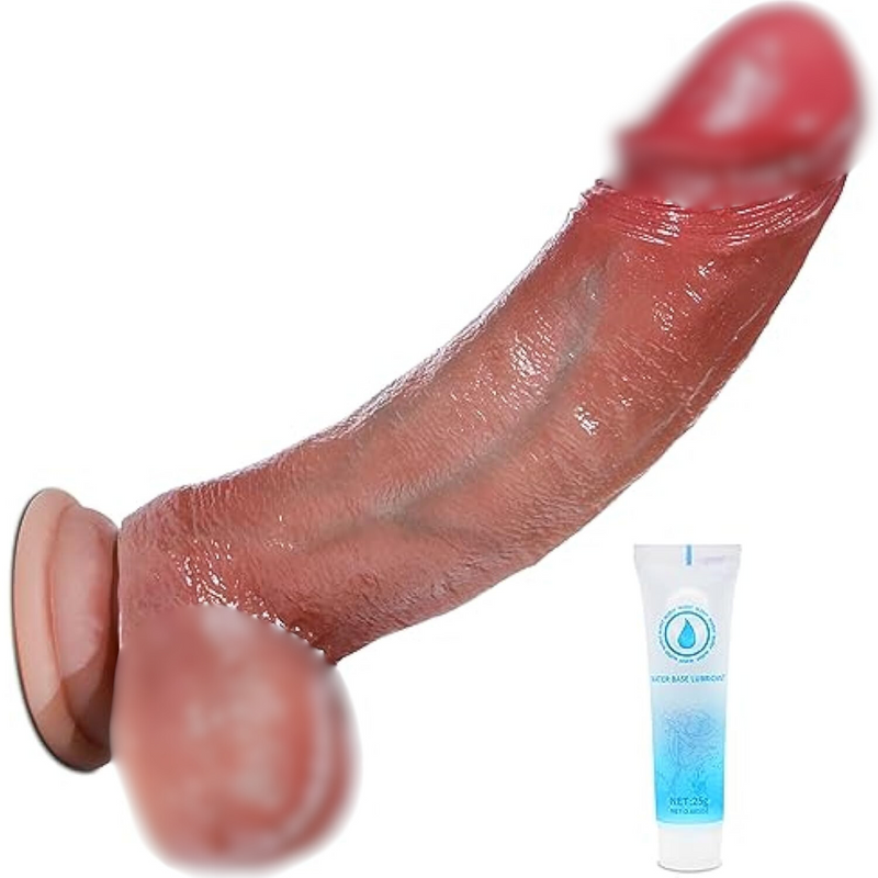 Realistic Dildo Sex Toys, Soft Silicone Feels Like Skin Male Anal Dildos With Strong Suction Cup For Hands-Free Play, G Spot Stimulator With Balls Lifelike (Large)