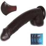 Huge Dildo,10.5 Inch Realistic Movable Foreskin Black Dildos,Long Thick Penis Dildo Adult Sex Toys For Women,Double Liquid Silicone Big Black Cock,Strong Suction Cup Anal Dildos For Hands-Free Play