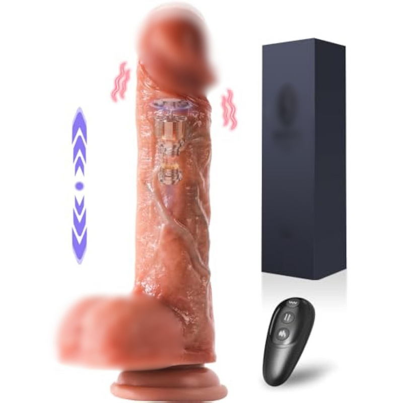 Powerful Thrusting Dildo Vibrator - Realistic Heating Dildos Sex Toy For G-Spot, Anal Stimulation With 7 Thrusting And 10 Vibration Modes, Remote Control Silicone Adult Toy For Women And Couples